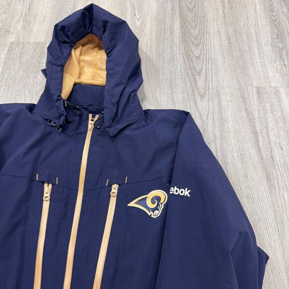 Reebok NFL On Field St. Louis Rams Jacket Men's Extra Large XL Blue Los Angeles - Picture 3 of 9